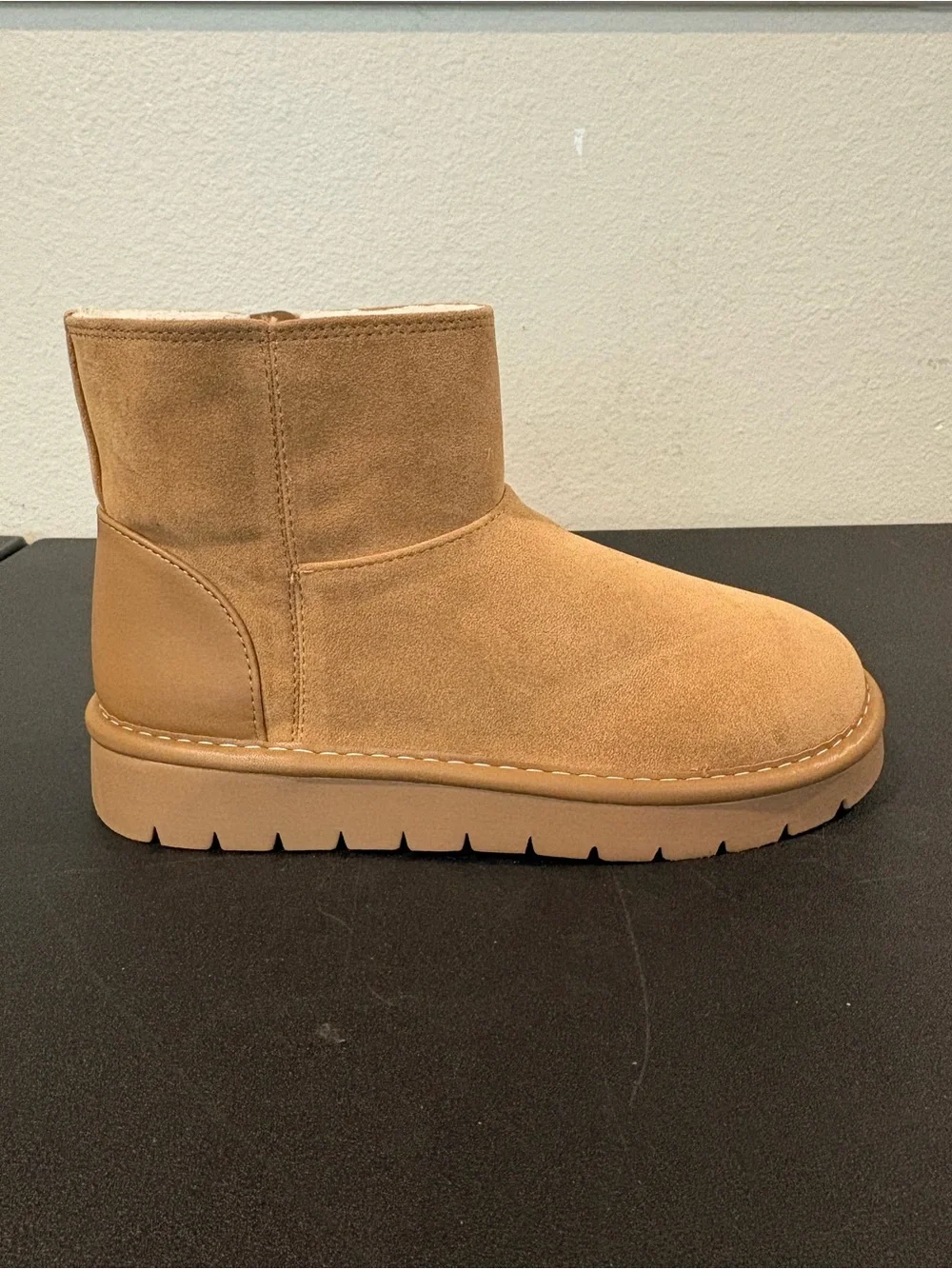 Cat & Jack Girls Honor Faux Suede Style Fur Lined Boots Cognac Toddler Youth 13